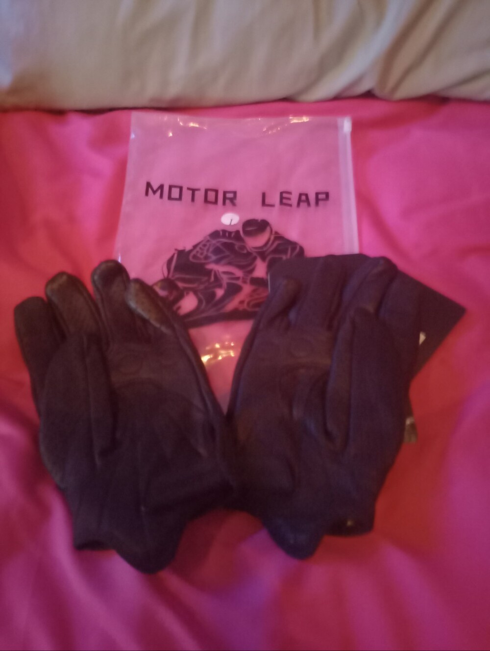 NEW Motor Leap Black Motorcycle Gloves Size Large Fits Medium Better